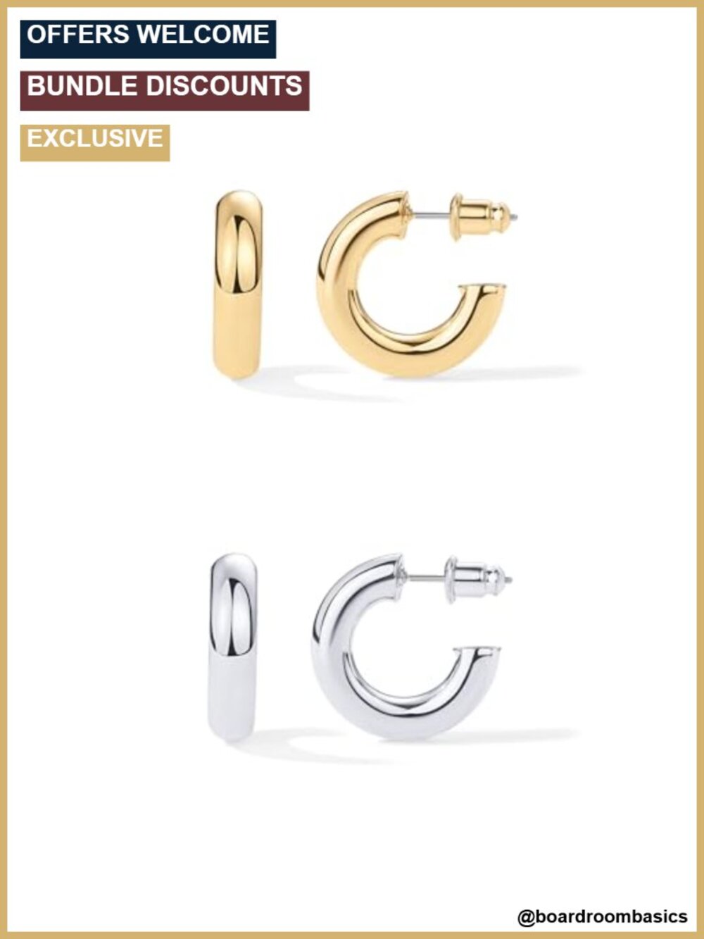 Chunky Gold Hoop Earrings 14K Gold Plated Lightweight 20mm Hypoallergenic